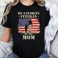 thumbnail image 1 of 100% Cotton My Favorite Veteran Is My Mom American Flag Military Mother Patriotic T-Shirt for Women and Girls, 1 of 5