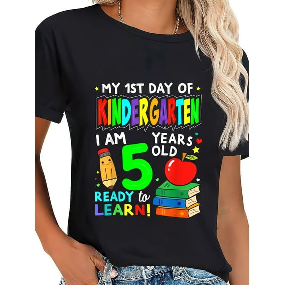 100% Cotton My First Day Of kindergarten 1st Day Of School Boys Girls T-Shirt