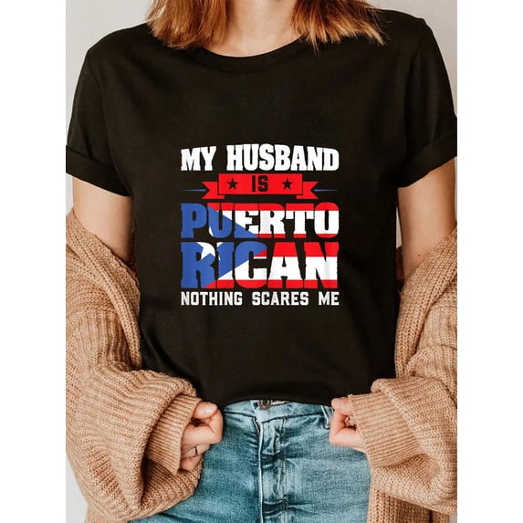 100% Cotton My Husband Is Puerto Rican Puerto Rican T-Shirt
