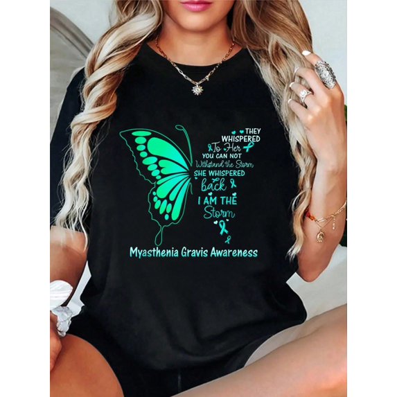 100% Cotton Myasthenia Gravis I Am The Storm T-Shirt Printed Cotton T-Shirts For Summer, Soft And Breathable,