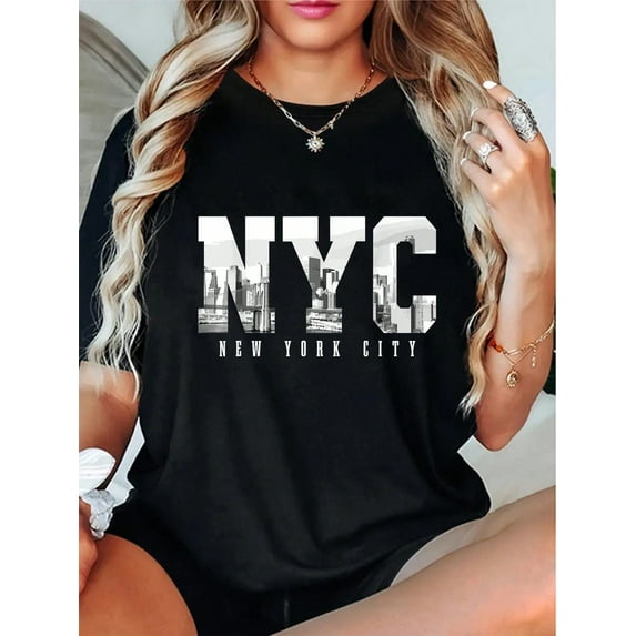100% Cotton NYC New York City Skyline USA America Vintage Souvenir T-Shirt