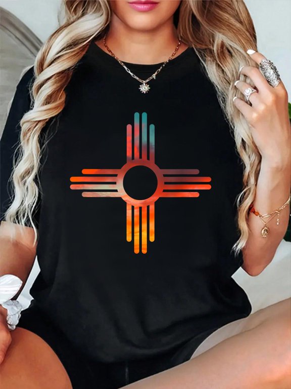Cotton New Mexico State Zia Vintage Modern Retro Design T-Shirt Women's Graphic Tee Casual Tops