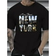 thumbnail image 1 of 100% Cotton New York Pattern Men'S T-Shirt - Casual And Comfortable Round Neck T-Shirt with Iconic New York Skyline Print, Machine Washable, Suitable for Summer Wear, 1 of 6