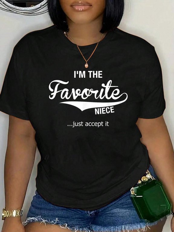 100% Cotton Niece Gifts from Aunt Uncle Women Girl Im The Favorite Niece T-Shirt Women's Graphic Tee Casual Tops
