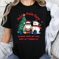 thumbnail image 1 of 100% Cotton North Pole Gym Santa Snowman Christmas T-Shirt Funny Holiday Workout Gift Bag Lift Humor Men Women Christmas Shirt, 1 of 5