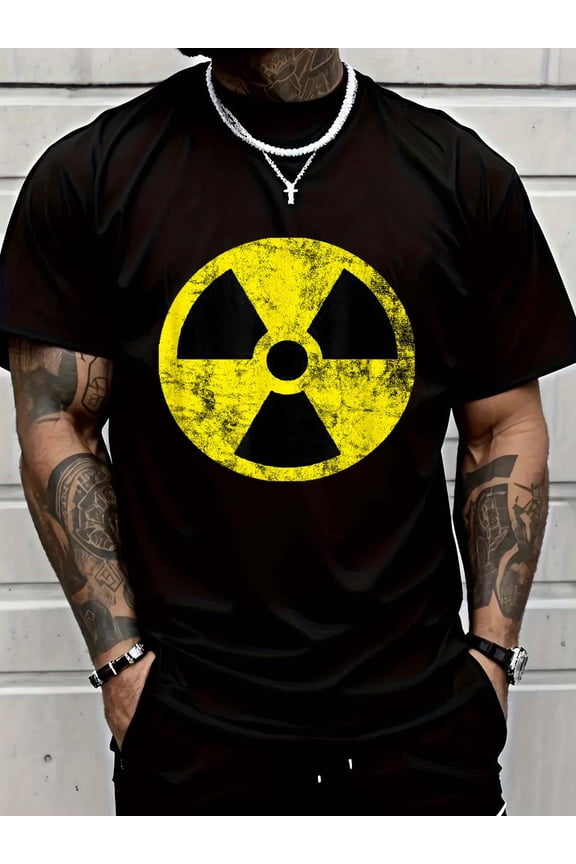 100% Cotton Nuclear Radiation Hazard Warning Fallout Symbol Sign Caution T-Shirt