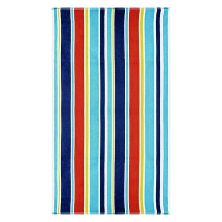 100% Cotton Oceana Stripes Oversized Beach Towel - Blue Default Title