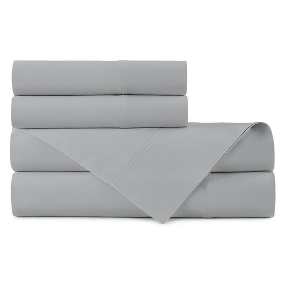 100% Cotton Odor-Neutralizing Antimicrobial Sheet Set, Twin Light Gray by Wholistic
