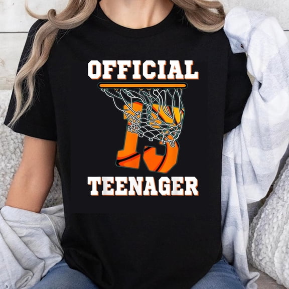 100% Cotton Official Teenager 13 Birthday Basketball T-Shirt for Kids and Teens Boys Girls Gift Celebration Party Wear