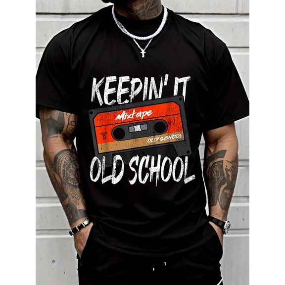 100% Cotton Old School Hip Hop 80s 90s Vintage Mixtape Cassette Tape T-Shirt Summer Men's Shirt