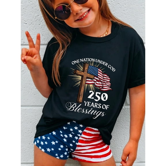 100% Cotton One Nation Under God 250 Years 250th Anniversary USA Kids T-Shirt