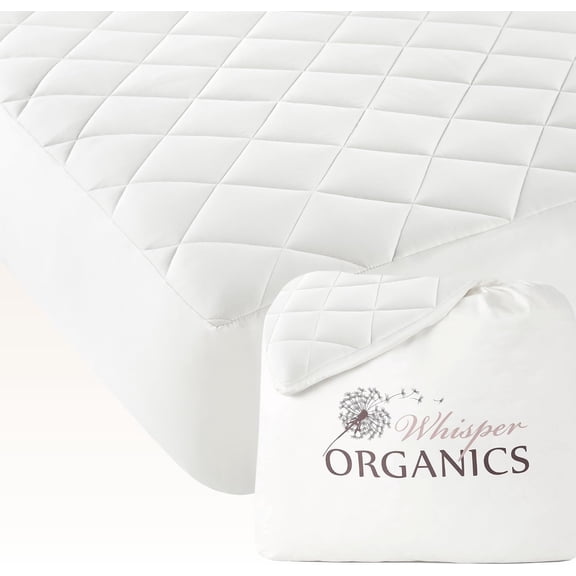 100% Cotton Organic Mattress Pad - Luxury Quilted Mattress Topper Protector Plush & Breathable Machine Washable Design - Fairtrade & GOTS Certified Premium 400GSM Thick with Deep Pocket (Twin XL)