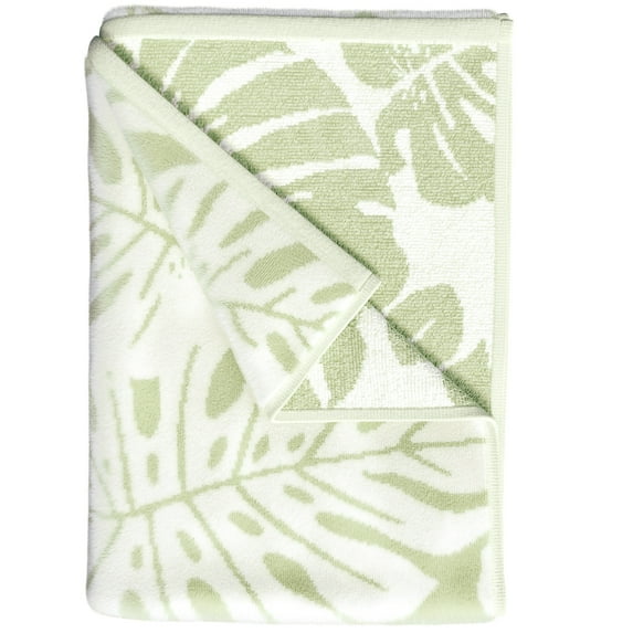 100% Cotton Oversized 36" x 68" Sage Green Leafy Palm Beach & Pool Towels