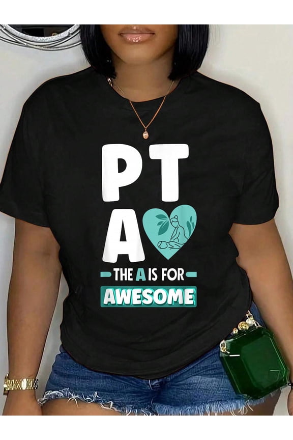 100% Cotton PTA Physical Therapy Assistant Physical Therapist T-Shirt Women's Graphic Tee Casual Tops