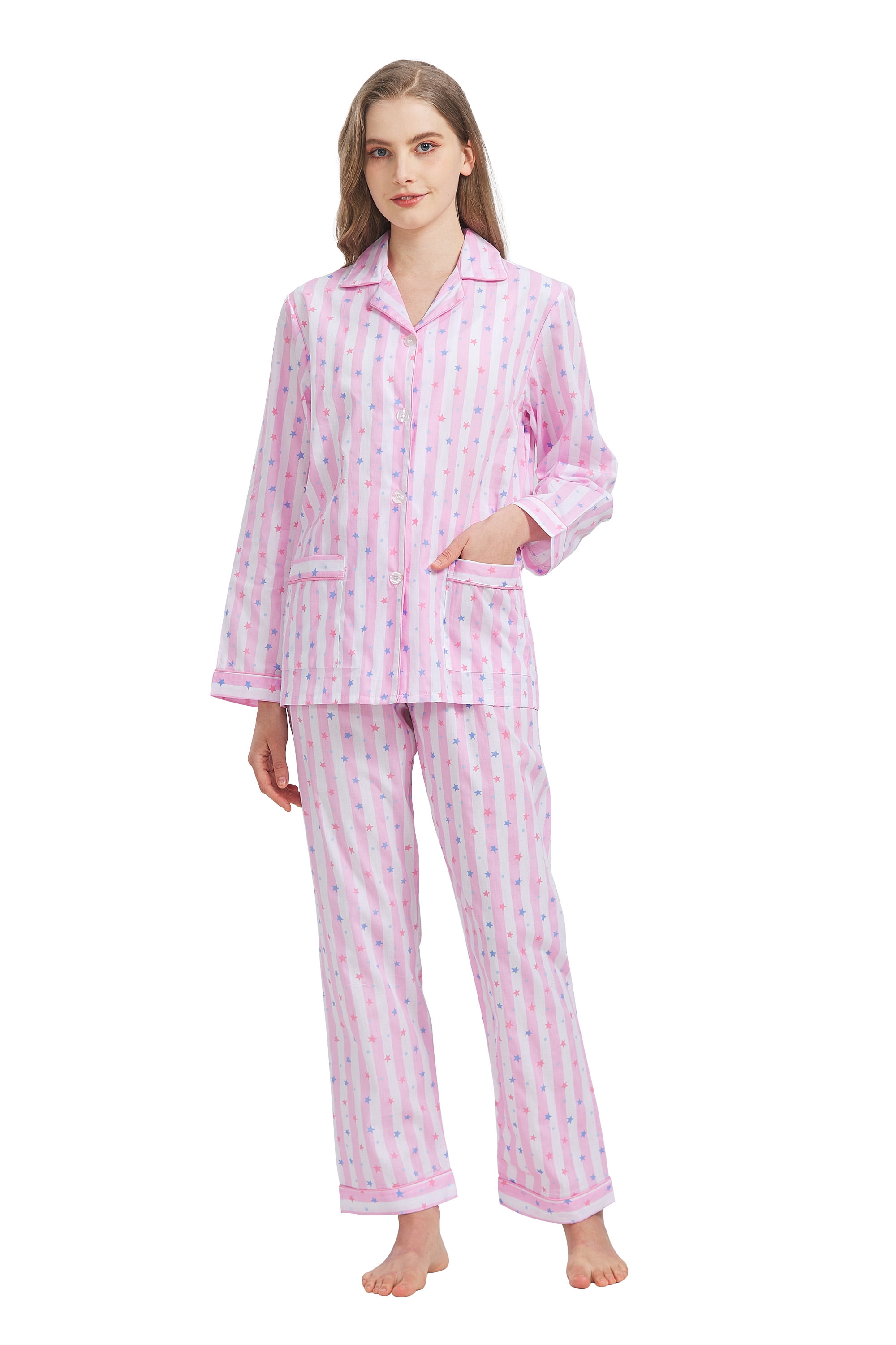 100 Cotton Pajamas For Women LongSleeve PJS set Cozy Button Down