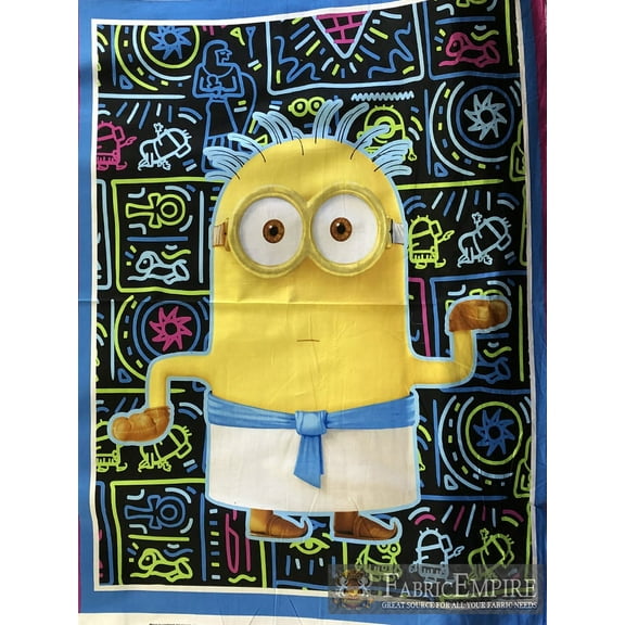 100% Cotton Pannel Fabric Prints Minion Dance Off Licensed 45" Wide Sold Per Piece
