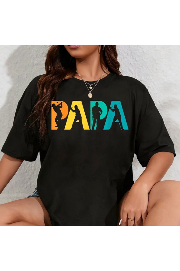 100% Cotton Papa Golf Gift For Father, Grandfather- Playing Golf Papa T-Shirt