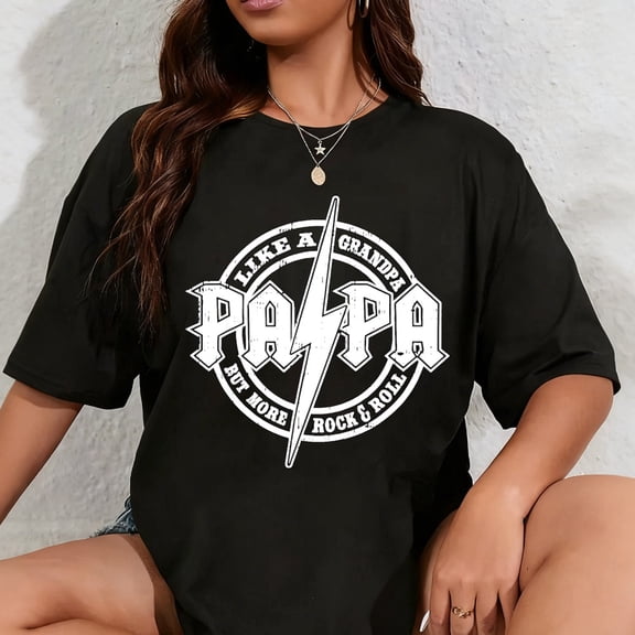 100% Cotton Papa Like A Grandpa Fathers Day Rocker Dad Rock Music Men T-Shirt