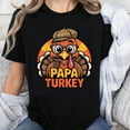 thumbnail image 1 of 100% Cotton Papa Turkey Thanksgiving Cartoon Turkey With Hat And Glasses Funny Turkey Day Shirt For Men Women Family Matching Shirts, 1 of 5