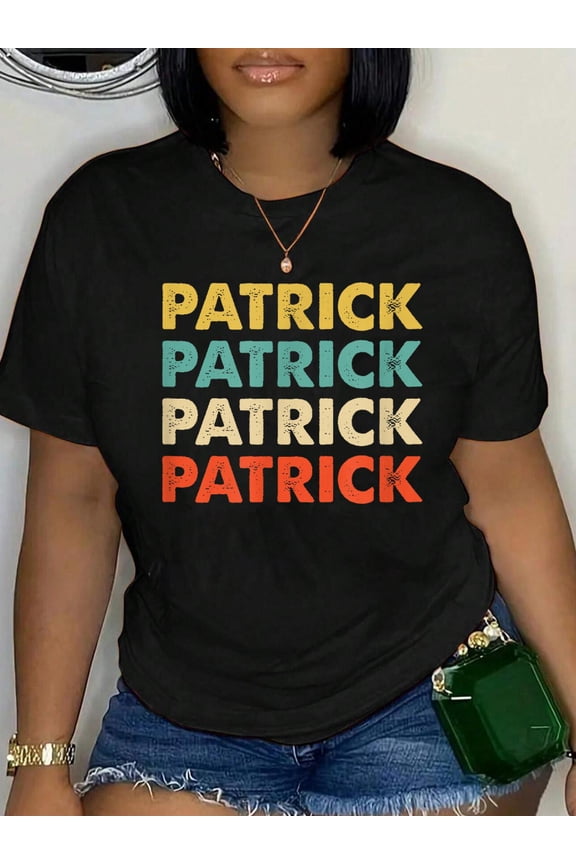 100% Cotton Patrick Name T-Shirt Print Round Neck Cotton T-Shirt, Summer Women's Tops, gift