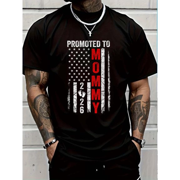 100% Cotton Patriotic Promoted To Mommy 2026 First Time New Mom T-Shirt Graphic T-shirts for men and women