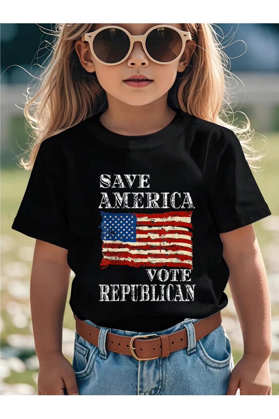100% Cotton Patriotic USA Flag Republican 2020 Election Quote T-Shirt for Kids Graphic T-shirts for girls
