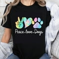 thumbnail image 1 of 100% Cotton Peace Love Dogs Tie Dye Paw Print Shirt For Dog Lovers Women Casual T-Shirt With Colorful Design And Fun Message, 1 of 5
