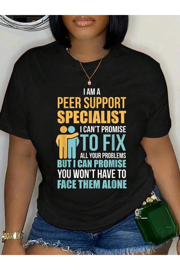 100% Cotton Peer Support Specialist PSS T-Shirt Women's Men's Graphic Tee Casual Tops