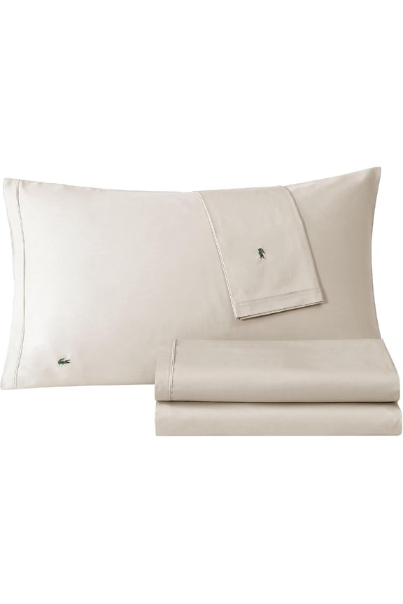 100% Cotton Percale 4-Piece Sheet Set Solid Pumice Stone Queen