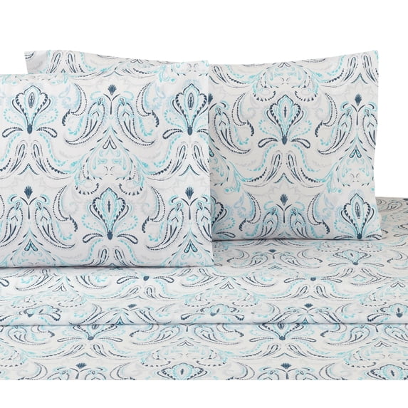 100% Cotton Percale 4Pc Catalina Printed Sheet Set - Queen