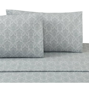 100% Cotton Percale 4Pc Modern Damask Printed Sheet Set - King