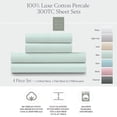 thumbnail image 1 of 100% Cotton Percale Crisp & Cool 300 Thread Count 4-Piece Sheet Set, 1 of 6