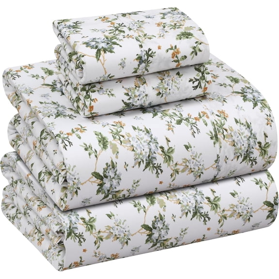 100% Cotton Percale Full Size Sheets Set Deep Pocket 16 Inch Crisp Cooling Breathable Hotel Style Color Heritage