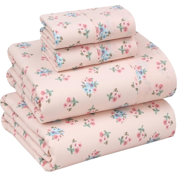 100% Cotton Percale Full Size Sheets Set Deep Pocket 16 Inch Crisp Cooling Breathable