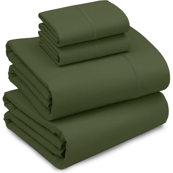 100% Cotton Percale King Sheets Set Crisp Cooling Deep Pocket 16 Inch Soft Breathable Hotel Style Chive