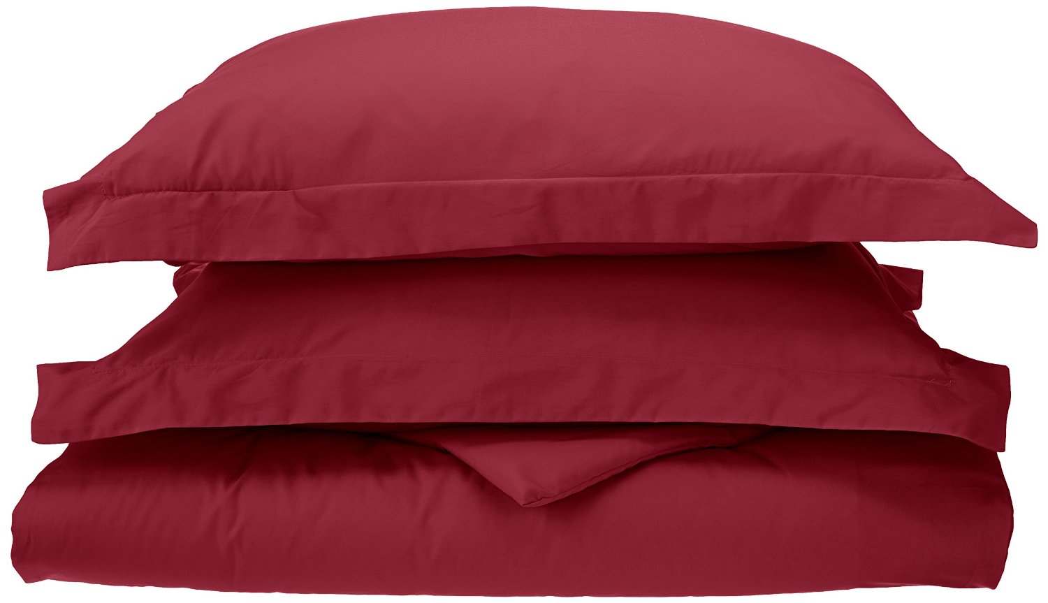 100% Cotton Percale Matte Finish Duvet Cover and Pillow Sham Set Burgundy / Twin