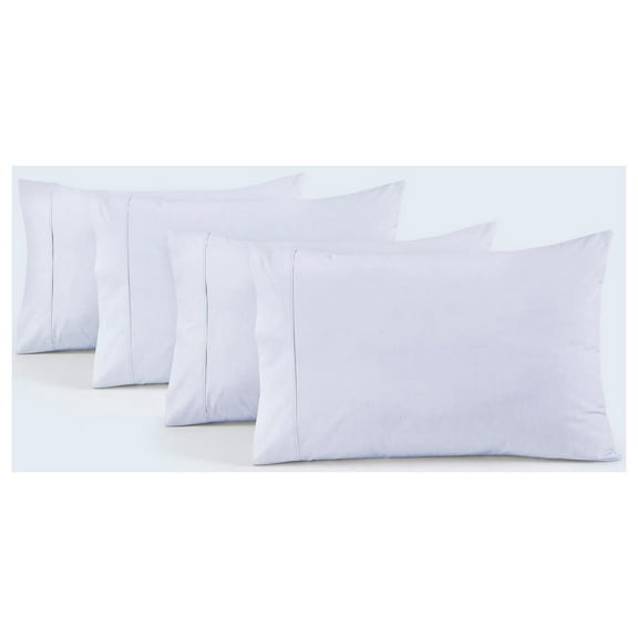 100% Cotton Percale Pillowcases, Breathable Pillow Covers, Airy Light Weight Fabric, Moisture Wicking for Hot Sleepers, Best for Home Spa & Hotel (White King Size 20x40, 4)
