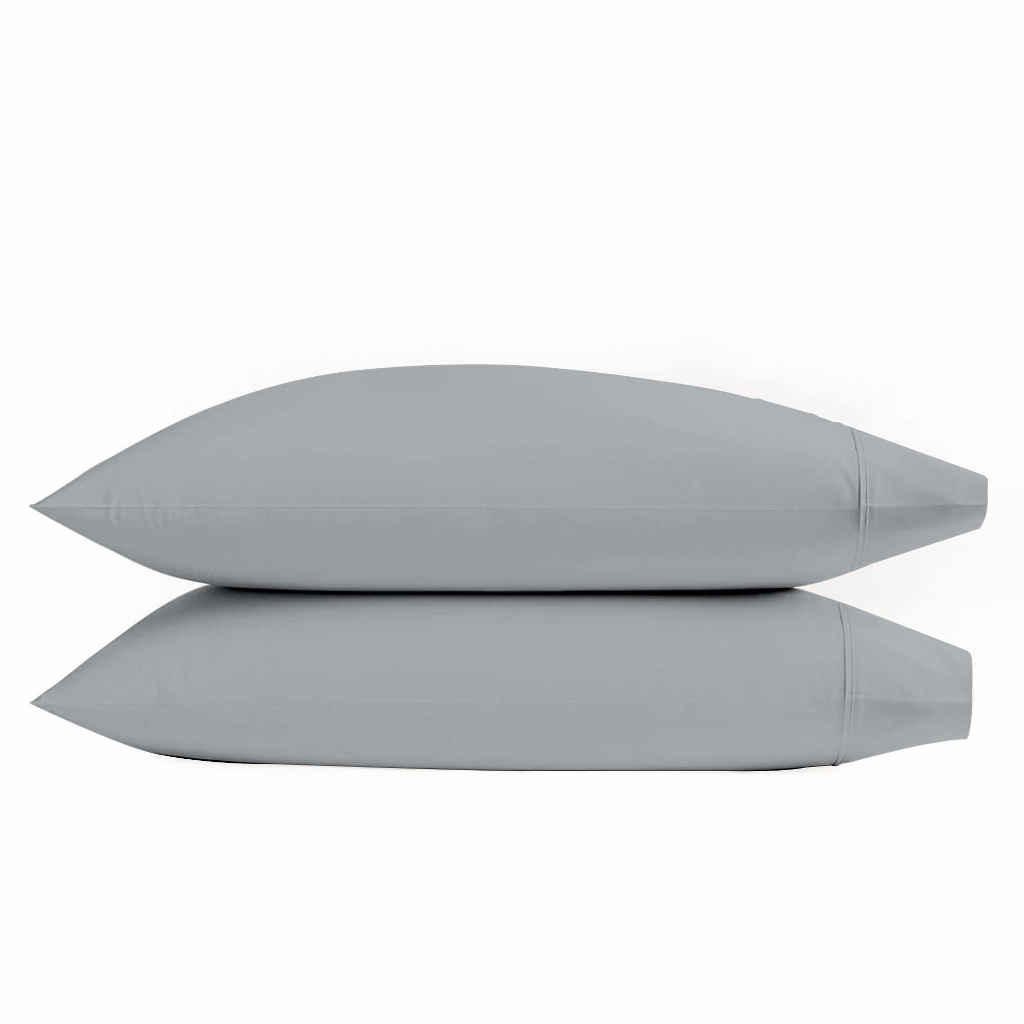 Light Gray Cotton Percale Standard Pillowcases with Embroidered Detail