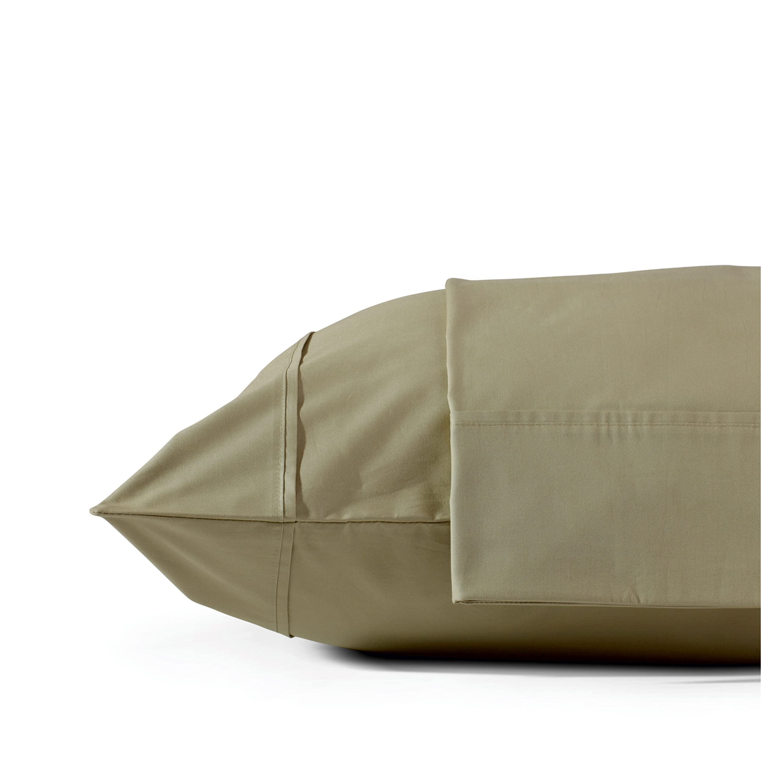 Sage Cotton Percale Queen Pillowcases with Z-Hem Stitch, 2 Pieces
