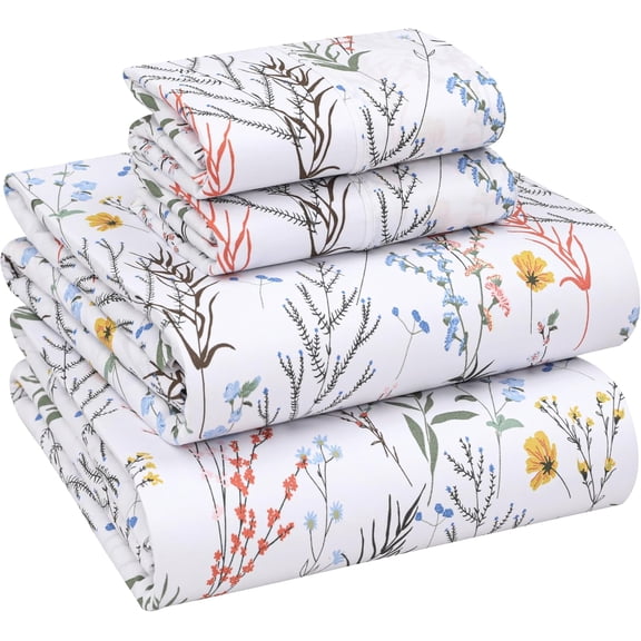 100% Cotton Percale Sheets Full Size 4 Piece Set Crisp Cooling Deep Pocket 16 Inch