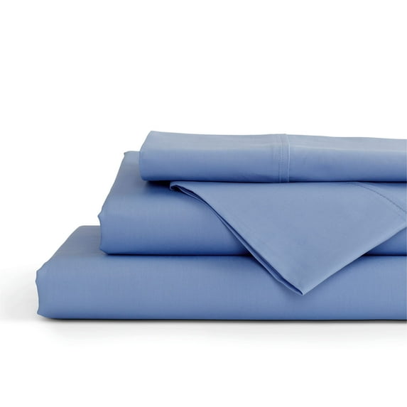 100% Cotton Percale Sheets Full Size, Baby Blue, Deep Pocket, 4 Piece - 1 Flat, 1 Deep Pocket Fitted Sheet and 2 Pillowcases, Crisp Cool and Strong Bed Linen