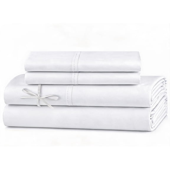 100% Cotton Percale Sheets Queen Bright White Crisp Cooling Deep Pocket 14" Soft Peach Finish 4 Piece Set