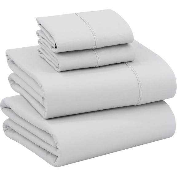 100% Cotton Percale Sheets Queen Size Deep Pocket 16 Inch 4 Piece Set Quiet Gray