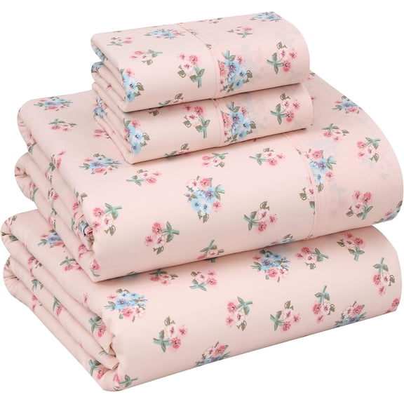 100% Cotton Percale Sheets Queen Size Deep Pocket 16 Inch Crisp Cooling 4 Piece Set