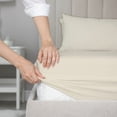 thumbnail image 1 of Color Sense 100% Cotton Percale Single Fitted Bedsheet Cool & Crisp Full Ivory, 1 of 8