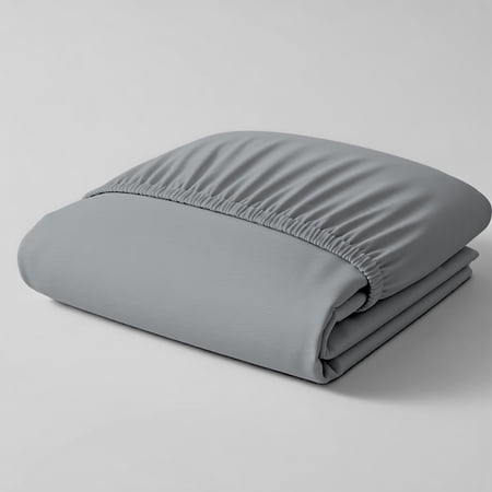 Color Sense 100% Cotton Percale Single Fitted Bedsheet Cool & Crisp Full Light Gray