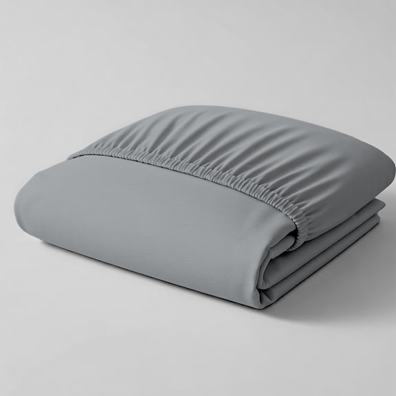 Color Sense 100% Cotton Percale Single Fitted Bedsheet Cool & Crisp Queen Light Gray