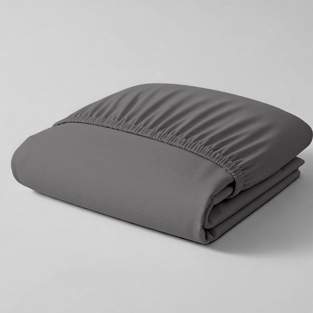Color Sense 100% Cotton Percale Single Fitted Bedsheet Cool & Crisp Twin Dark Gray