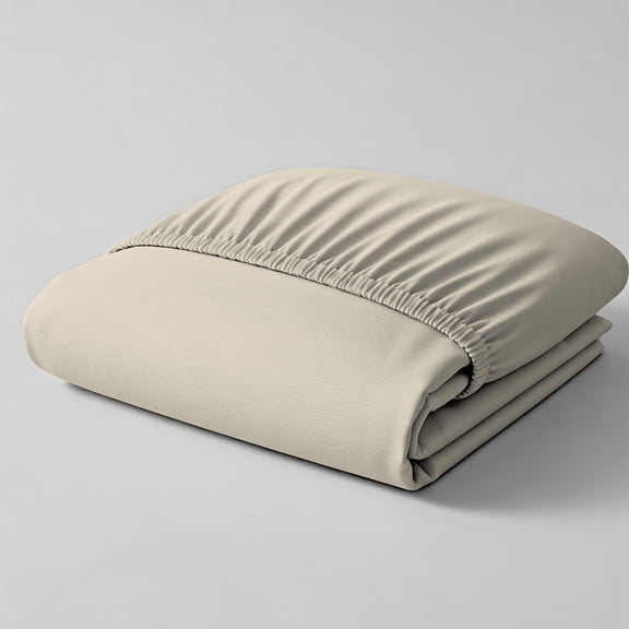 Color Sense 100% Cotton Percale Single Fitted Bedsheet Cool & Crisp Twin Ivory