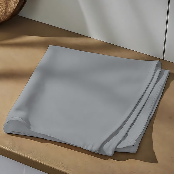 Color Sense 100% Cotton Percale Single Flat Bedsheet Cool & Crisp Full Light Gray